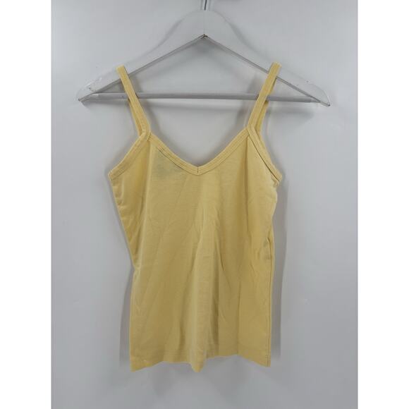 Moda International Tank Top Womens Small Yellow V Neck 100% Cotton Y2K Sheer - Picture 11 of 15